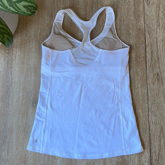 Lululemon White Tank Top with Bra Support Size 8 - Picture 3 of 8
